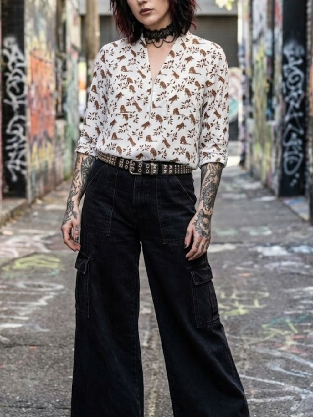 Jaclyn Smith Collection Leopard Print Blouse Top Women's Medium Y2K Safari Anima